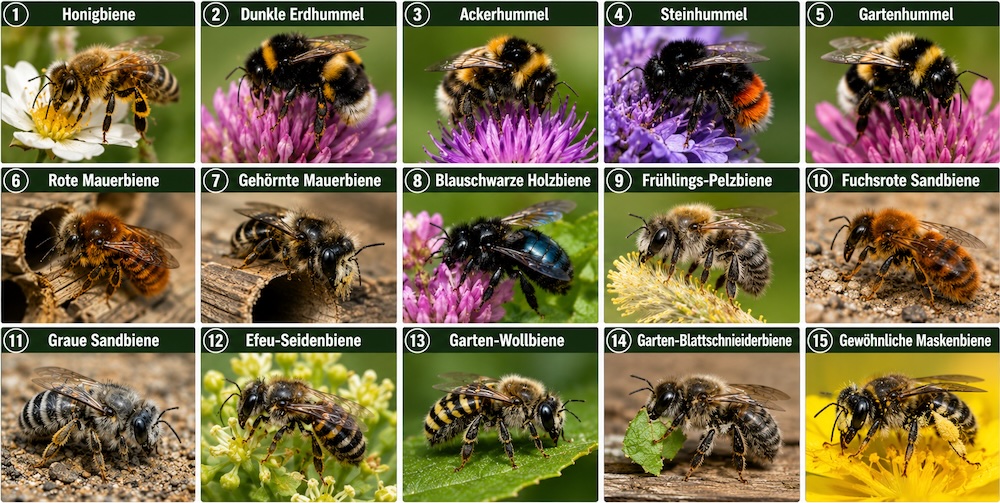 Verschiedene Bienen Arten