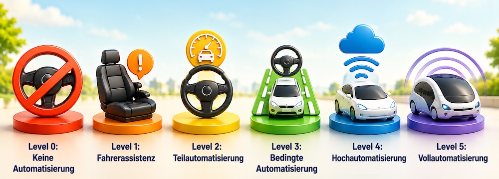Die SAE-Stufen des autonomen Fahrens